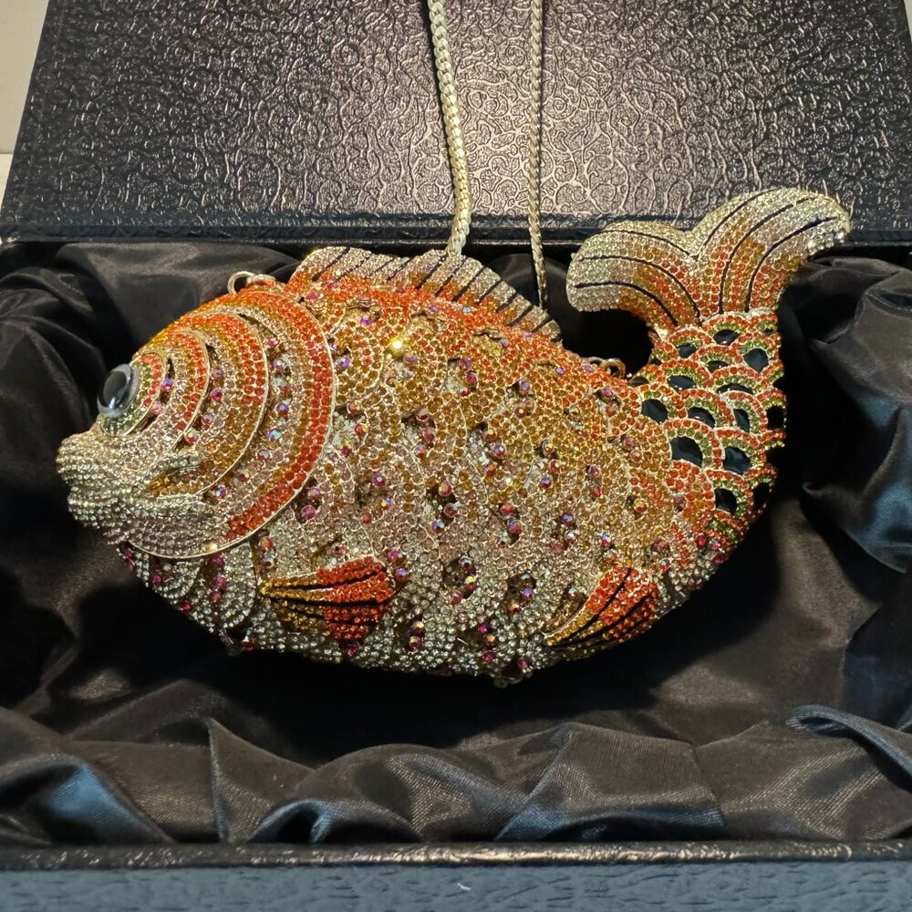 Lux Mob Gold Sequined Fish Clutch